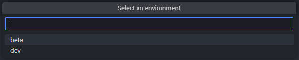 Captura de ecrã a mostrar as opções de ambiente.